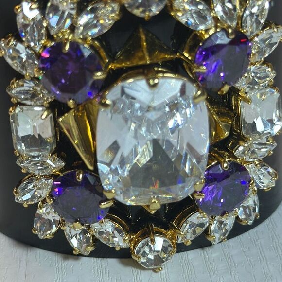 Juicy Couture Black Gold Rhinestone Cuff Bracelet - Picture 2 of 7